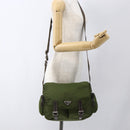 PRADA Shoulder Bag Nylon Silver Khaki Auth kk616-26