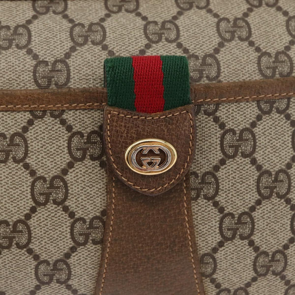 GUCCI GG Supreme Web Sherry Line Bag PVC Beige Gold 89 02 032 Auth kk618