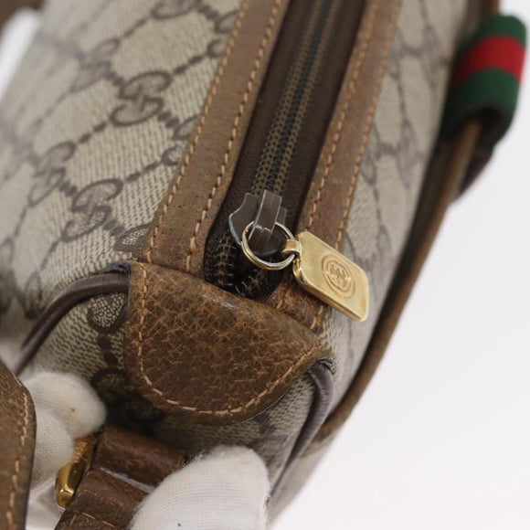 GUCCI GG Supreme Web Sherry Line Bag PVC Beige Gold 89 02 032 Auth kk618