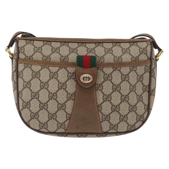 GUCCI GG Supreme Web Sherry Line Bag PVC Beige Gold 89 02 032 Auth kk618