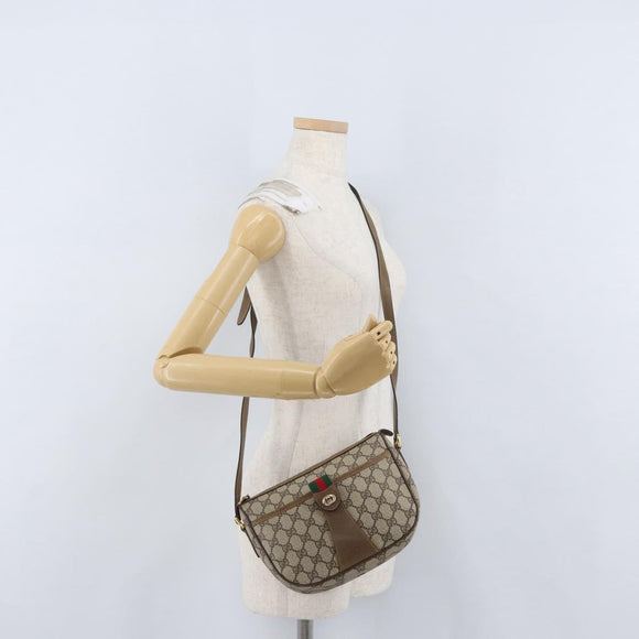 GUCCI GG Supreme Web Sherry Line Bag PVC Beige Gold 89 02 032 Auth kk618