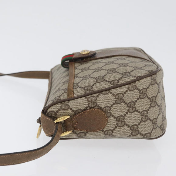 GUCCI GG Supreme Web Sherry Line Bag PVC Beige Gold 89 02 032 Auth kk618
