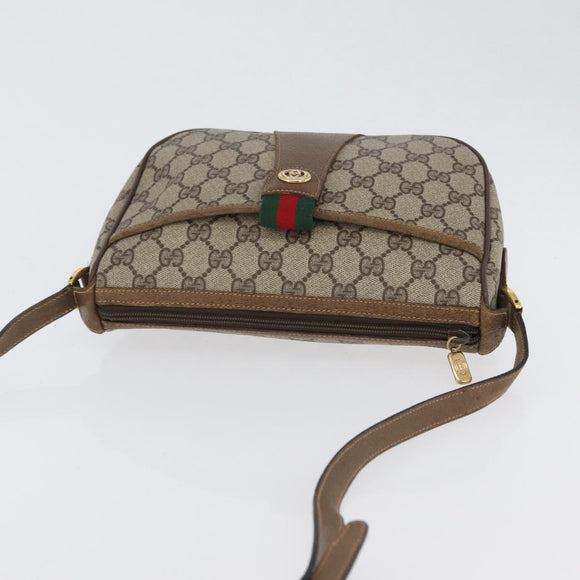 GUCCI GG Supreme Web Sherry Line Bag PVC Beige Gold 89 02 032 Auth kk618