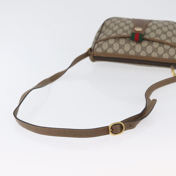 GUCCI GG Supreme Web Sherry Line Bag PVC Beige Gold 89 02 032 Auth kk618