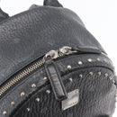MCM Logogram Vicetos Studs Rugzak PVC Leer Zwart Auth kk619-16