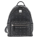 MCM Logogram Vicetos Studs Rugzak PVC Leer Zwart Auth kk619-2