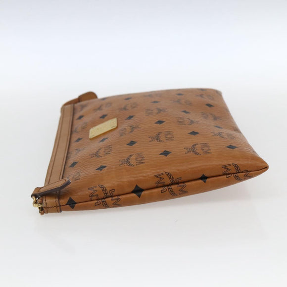 MCM Logogram Vicetos Clutch Bag PVC Leather Brown Gold Auth kk624