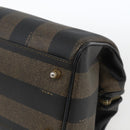 FENDI Pecan Canvas Hand Bag Black Brown Auth kk625-10