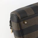 FENDI Pecan Canvas Hand Bag Black Brown Auth kk625-11
