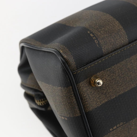 FENDI Pecan Canvas Hand Bag Black Brown Auth kk625