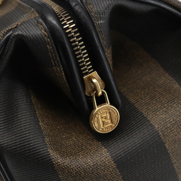 FENDI Pecan Canvas Hand Bag Black Brown Auth kk625