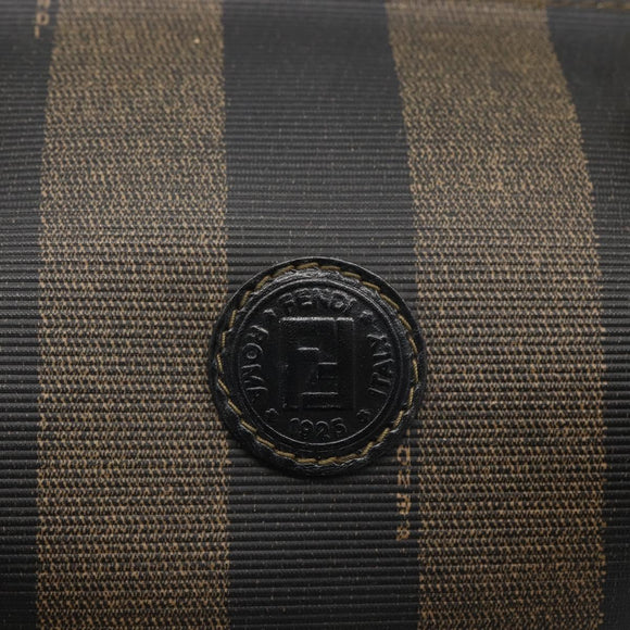 FENDI Pecan Canvas Hand Bag Black Brown Auth kk625