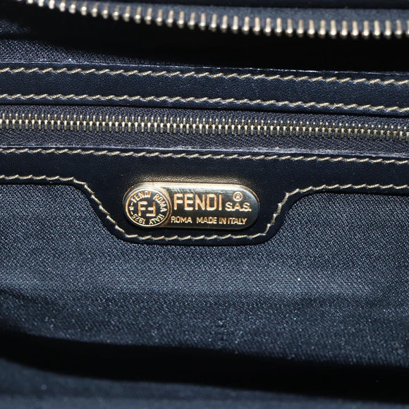 FENDI Pecan Canvas Hand Bag Black Brown Auth kk625