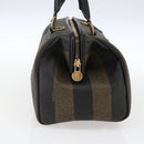 FENDI Pecan Canvas Hand Bag Black Brown Auth kk625-4