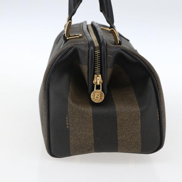 FENDI Pecan Canvas Hand Bag Black Brown Auth kk625