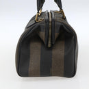 FENDI Pecan Canvas Hand Bag Black Brown Auth kk625-5