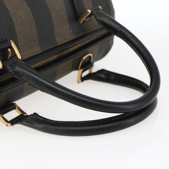 FENDI Pecan Canvas Hand Bag Black Brown Auth kk625