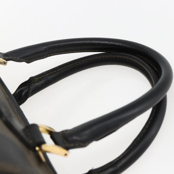 FENDI Pecan Canvas Hand Bag Black Brown Auth kk625