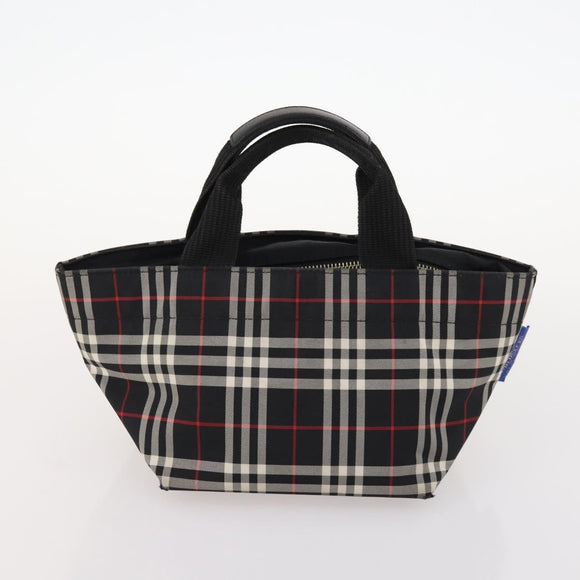 BURBERRY Nova Check Blue Label Hand Bag Nylon 2 Set Black Red Auth kk626