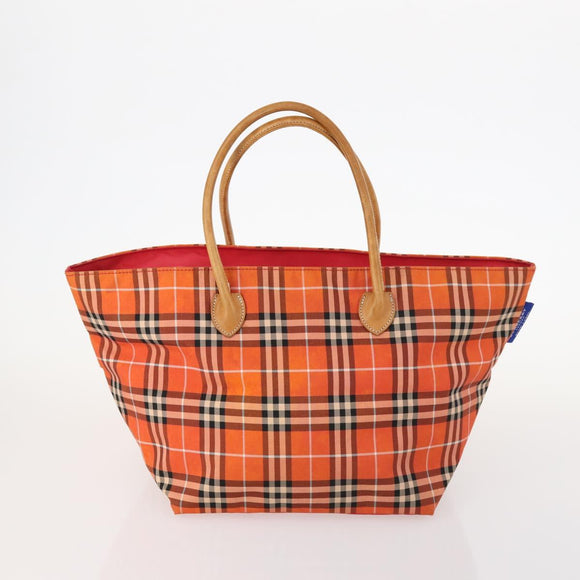 BURBERRY Nova Check Blue Label Hand Bag Nylon 2 Set Black Red Auth kk626