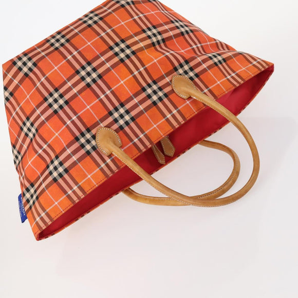 BURBERRY Nova Check Blue Label Hand Bag Nylon 2 Set Black Red Auth kk626