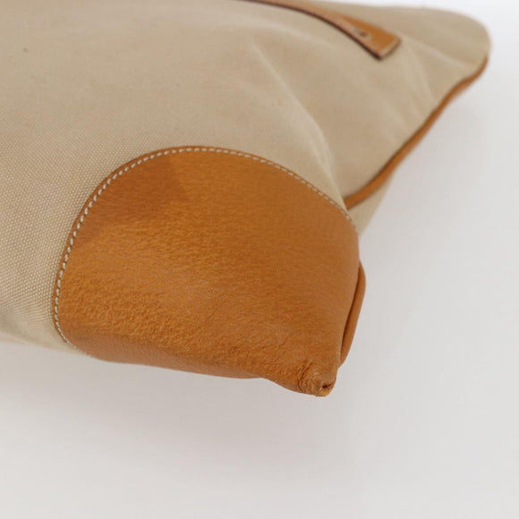 PRADA Hand Bag Canvas Beige Silver Auth kk627
