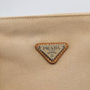 PRADA Hand Bag Canvas Beige Silver Auth kk627-17