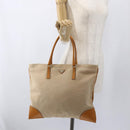 PRADA Hand Bag Canvas Beige Silver Auth kk627-25