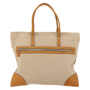PRADA Hand Bag Canvas Beige Silver Auth kk627-2