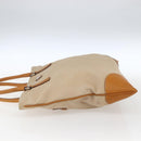 PRADA Hand Bag Canvas Beige Silver Auth kk627-3