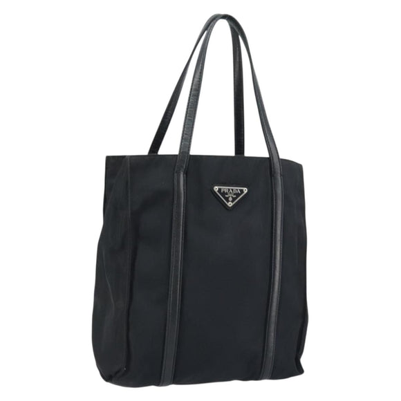 PRADA Hand Bag Nylon Black Silver Auth kk630