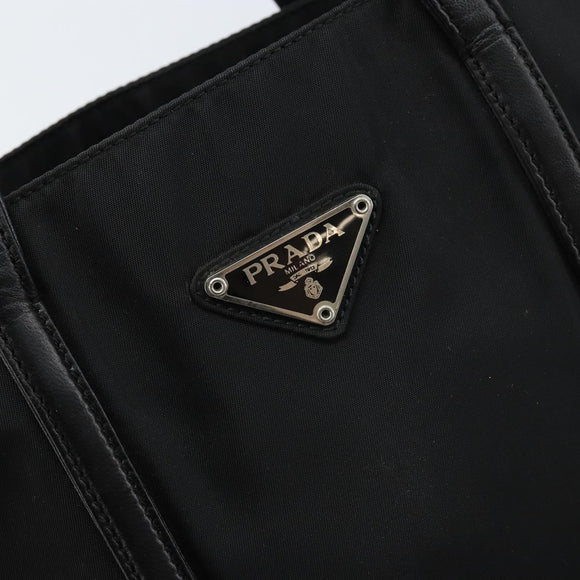 PRADA Hand Bag Nylon Black Silver Auth kk630