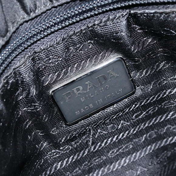 PRADA Hand Bag Nylon Black Silver Auth kk630