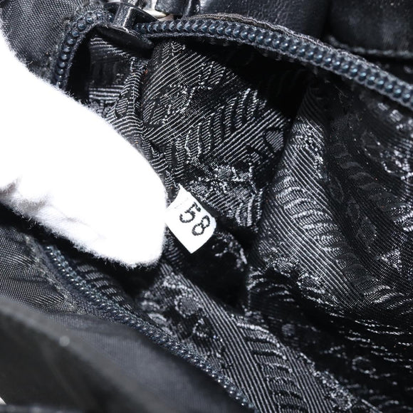PRADA Hand Bag Nylon Black Silver Auth kk630