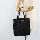 PRADA Hand Bag Nylon Black Silver Auth kk630-26