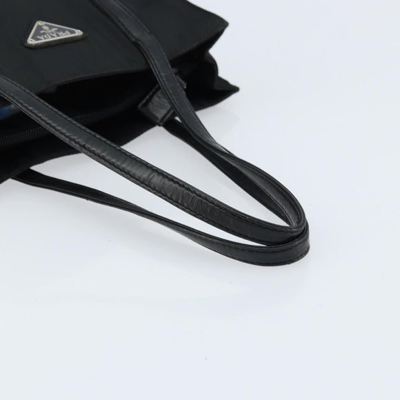 PRADA Hand Bag Nylon Black Silver Auth kk630