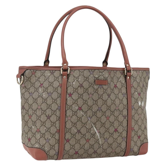 GUCCI GG Supreme Tote Bag PVC Beige Gold 197953 Auth kk637