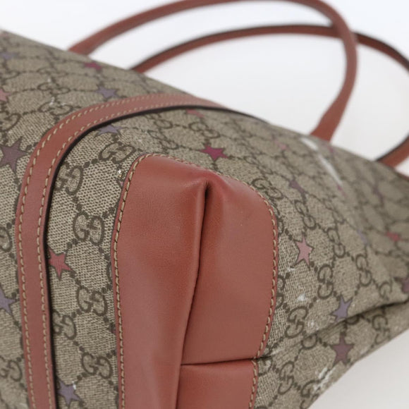 GUCCI GG Supreme Tote Bag PVC Beige Gold 197953 Auth kk637