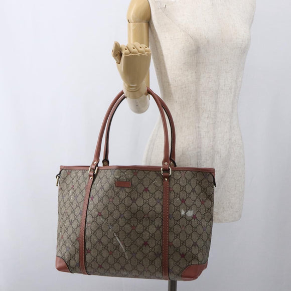 GUCCI GG Supreme Tragetasche PVC Beige Gold 197953 Auth kk637