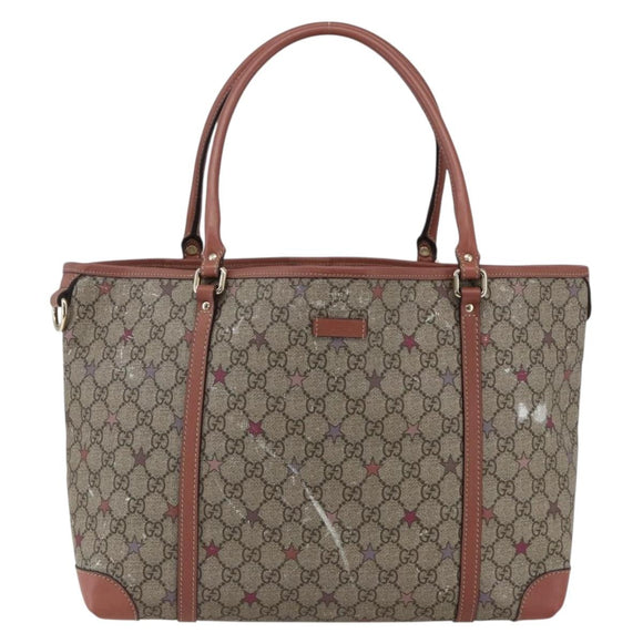 GUCCI GG Supreme Tragetasche PVC Beige Gold 197953 Auth kk637