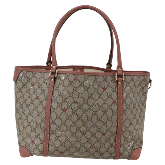 GUCCI GG Supreme Tragetasche PVC Beige Gold 197953 Auth kk637