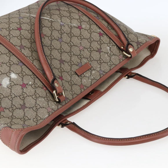 GUCCI GG Supreme Tote Bag PVC Beige Gold 197953 Auth kk637