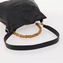 GUCCI Bamboo Shoulder Bag Leather 2way Black Gold Auth kk638-7