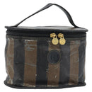 FENDI Pecan Canvas Vanity Pouch PVC Black Brown Auth kk639-1