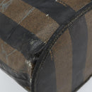 FENDI Pecan Canvas Vanity Pouch PVC Black Brown Auth kk639-16