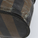 FENDI Pecan Canvas Vanity Pouch PVC Black Brown Auth kk639-17