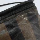 FENDI Pecan Canvas Vanity Pouch PVC Black Brown Auth kk639-9