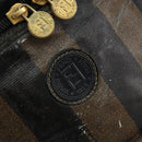 FENDI Pecan Canvas Vanity Pouch PVC Black Brown Auth kk639-18