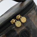 FENDI Pecan Canvas Vanity Pouch PVC Black Brown Auth kk639-19