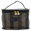 FENDI Pecan Canvas Vanity Pouch PVC Black Brown Auth kk639-13